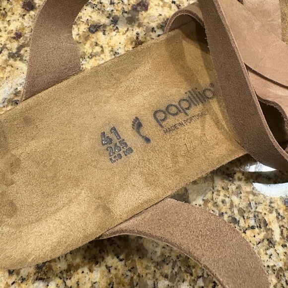 Birkenstock Papillio Sand Tan Leather Lola Sandals Wedge Heels 41 US 10-10.5 N - Picture 8 of 12